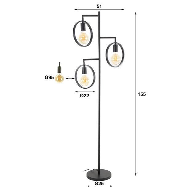 Stehleuchte Fabiola DH Interior Anthrazit LxBxH 61x61x12 Metall Weiß Fotogrößenangabe