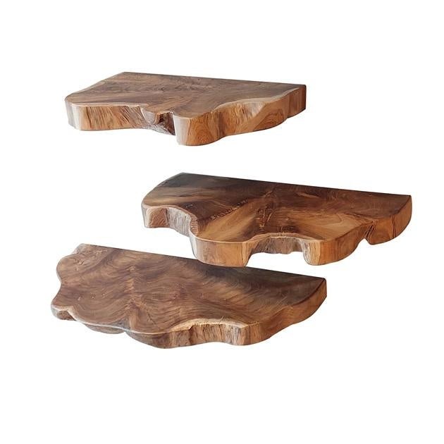 Wandregal Loena DH Interior Teak LxBxH 58x28x17 Teak White Foto Vorderansicht