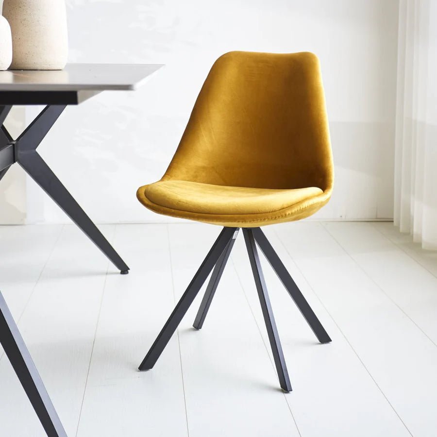 Gele velvet eetkamerstoel - Dimehouse