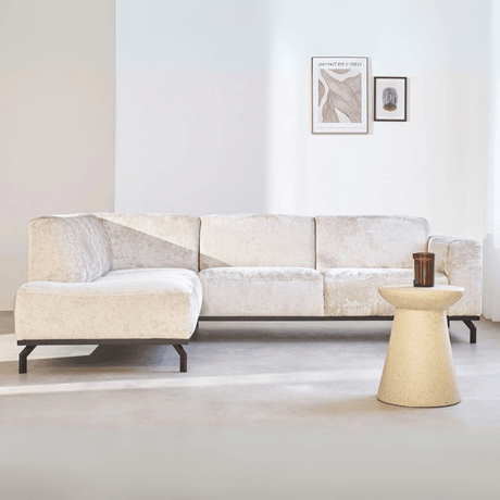 Banken - Hoekbank met hoge poten beige velvet Chloe - links - Dimehouse