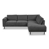 Banken - Moderne 3 - zits hoekbank met Lounger Antraciet Stof Aniko rechts 240x197x78 cm - Dimehouse