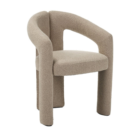Eetkamerstoelen - Design Eetkamerstoel Zandkleur Bouclé Maro - Volledig Stof - Dimehouse