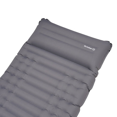 Luftmatratze 1 Person mit integriertem Aufblassystem 205x67x10 cm Dimehouse Grau LxBxH 23x15x15 Nylon Weißes Fotodetail