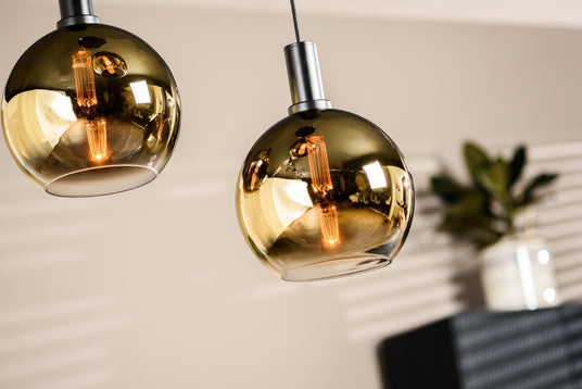 Hanglampen - Hanglamp Nala 3 - lichts glas goud - Dimehouse