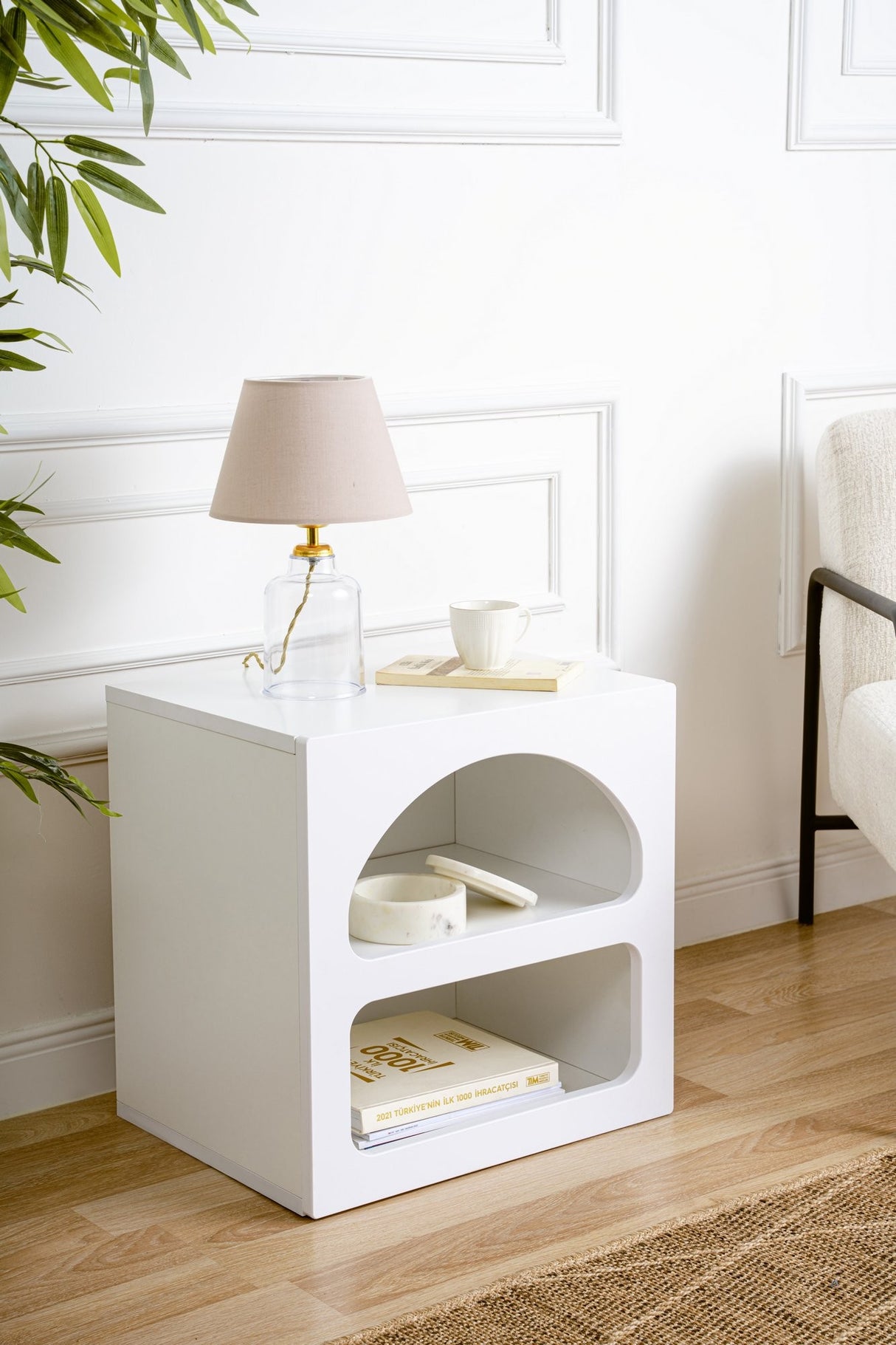Nachtkastjes - Nachtkastje Lorin Wit Melamine 50x50x38 cm - Dimehouse