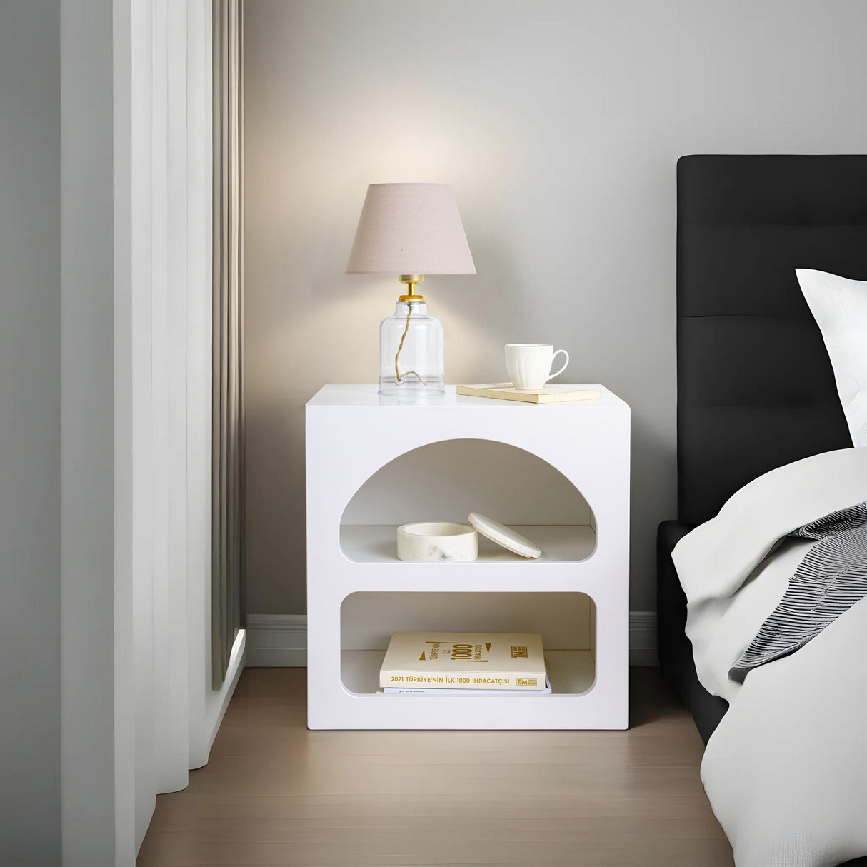 Nachtkastjes - Nachtkastje Lorin Wit Melamine 50x50x38 cm - Dimehouse