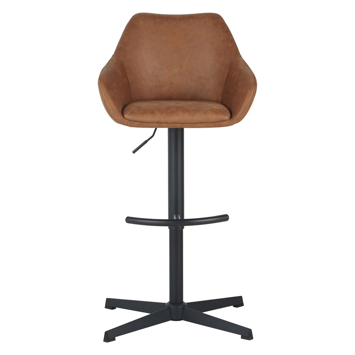 Barkrukken - Venom Barkruk Cognac Eco - leer - Verstelbare Draaibare Barstoel met Armleuning - Dimehouse