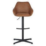 Barkrukken - Venom Barkruk Cognac Eco - leer - Verstelbare Draaibare Barstoel met Armleuning - Dimehouse