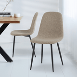 Eetkamerstoelen - Set van 4 Scandinavische Eetkamerstoelen Latte Bouclé Stof Swift - Zonder Armleuningen - Dimehouse