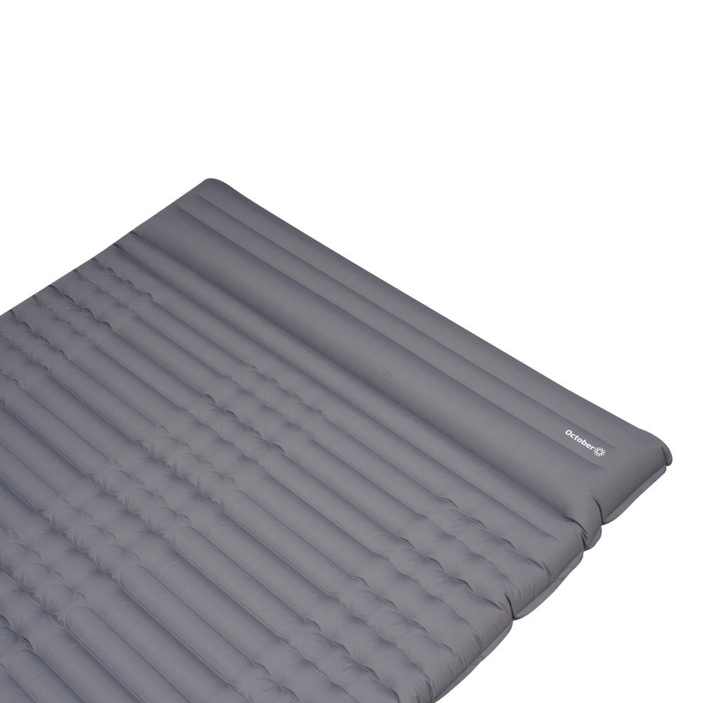 Luftmatratze für 2 Personen mit integriertem Aufblassystem 205x140x10 cm Dimehouse Grau LxBxH 33x17x17 Nylon Weißes Fotodetail