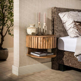 Nachtkastjes-Nachtkastje Ridge zwevend met open vak zand mangohout 40x35x30 cm-Dimehouse