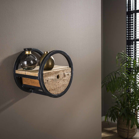 Wandregal Liv DH Interior Hartholz LxBxH 32x32x27 Hartholz Stimmungsvolles Foto diagonale Vorderansicht