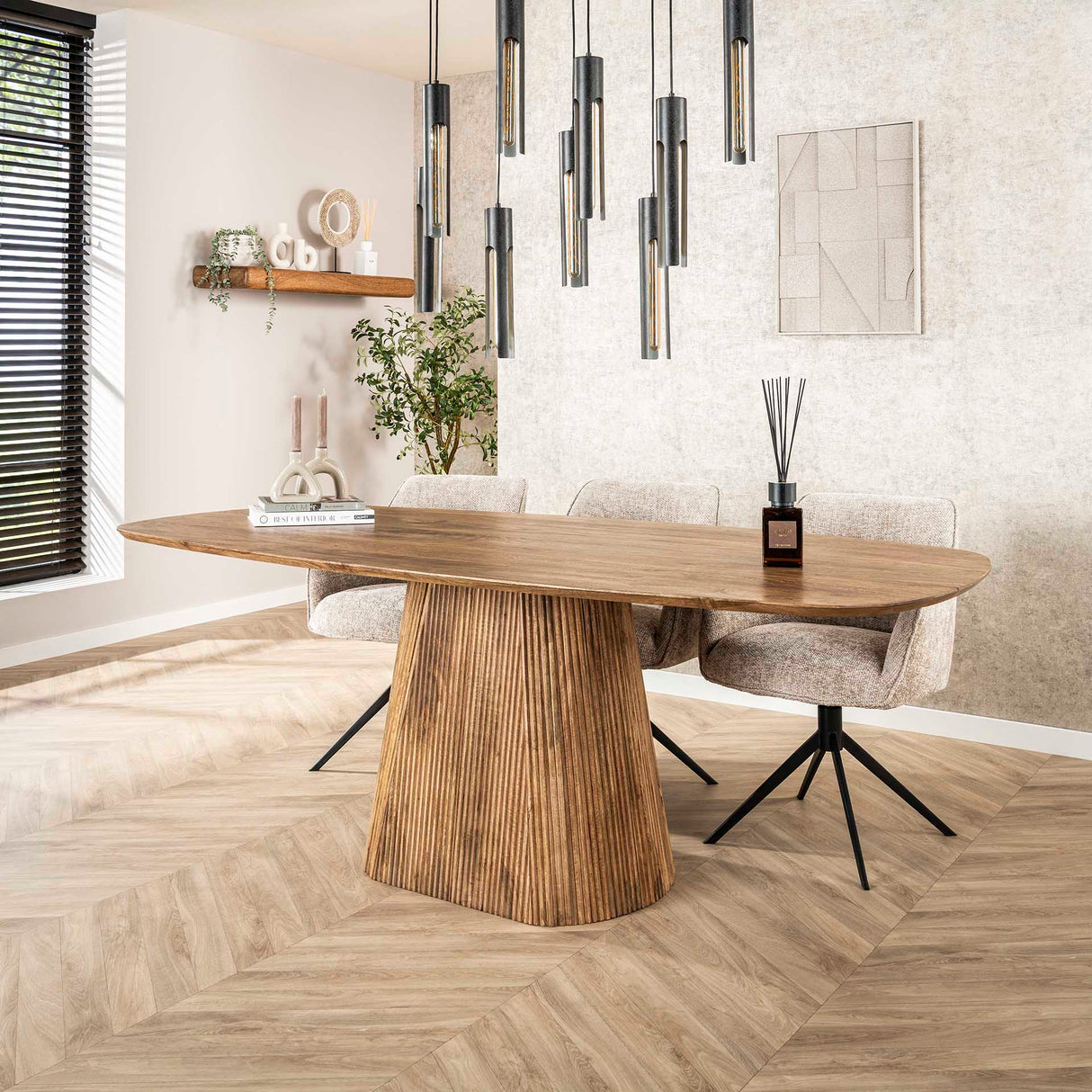 Eettafels - Eettafel Sue 215 cm Mangohout Zand - Dimehouse
