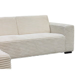 Sofa Gavi DeGeBe Cremefarbener Rippstoff Weißes Fotodetail