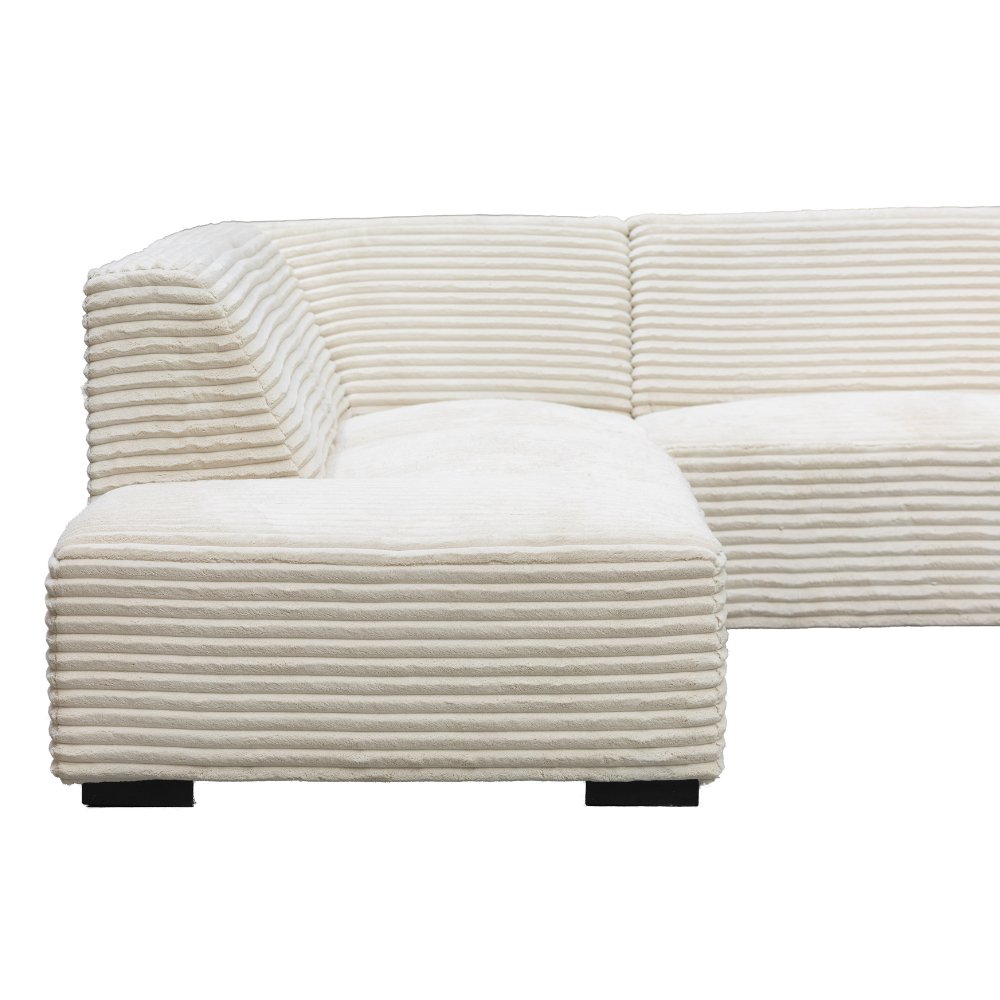 Sofa Gavi DeGeBe Cremefarbener Rippstoff Weißes Fotodetail