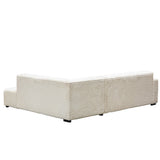 Sofa Gavi DeGeBe Cremefarbener Rippstoff Weißes Foto diagonale Rückansicht