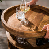 Serveerwagens - Bartrolley met wielen Lio mangohout zandkleur - Dimehouse