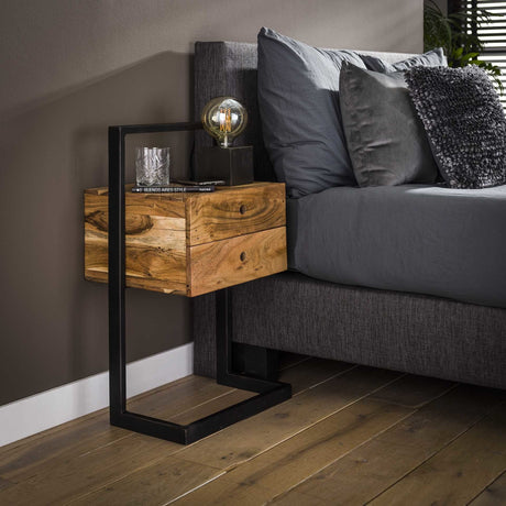 Nachttisch Camila 2L DH Interior Akazie LxBxH 82x50x30 Akazienholz Ambientefoto schräge Vorderansicht