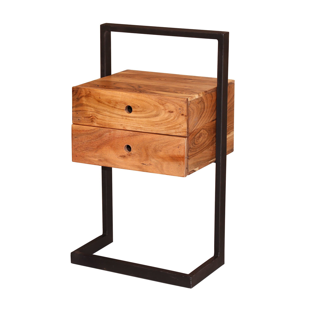 Nachttisch Camila 2L DH Interieur Akazie LxBxH 82x50x30 Akazienholz Weißes Foto diagonale Vorderansicht