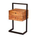 Nachttisch Camila 2L DH Interieur Akazie LxBxH 82x50x30 Akazienholz Weißes Foto diagonale Vorderansicht