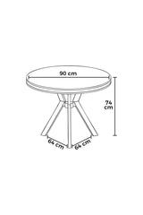 Mos Esstisch Marmoroptik oval 90 cm Weiße Marmoroptik mit 100 % Chrom lackierter Platte
