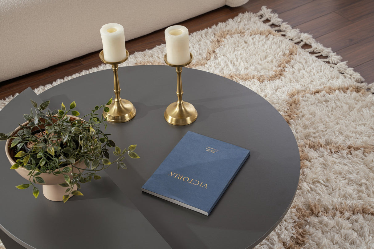 Salontafels - Ronde Salontafel Antraciet Melamine 85 cm Orin - Dimehouse