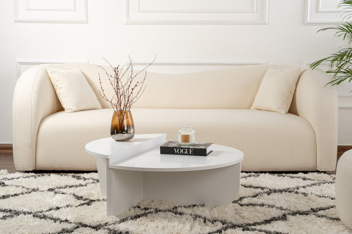 Salontafels - Ronde Salontafel Wit 85 cm Melamine Orin - Dimehouse