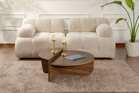 Salontafels - Salontafel Rond 85 cm Naturel Walnoot Melamine Orin - Dimehouse