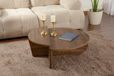 Salontafels - Salontafel Rond 85 cm Naturel Walnoot Melamine Orin - Dimehouse