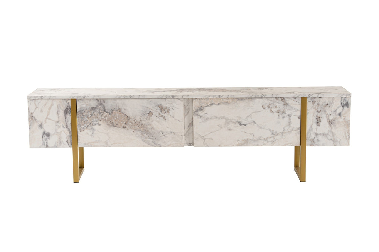 TV Meubels - TV Meubel Marmer Melamine Gouden Frame Blitz 50x180x29,5 cm - Dimehouse