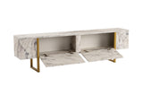 TV Meubels - TV Meubel Marmer Melamine Gouden Frame Blitz 50x180x29,5 cm - Dimehouse