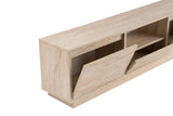 TV Meubels - TV Meubel Japandi Travertin Melamine - drie kastjes - 160x42x29,5 cm - Flare - Dimehouse