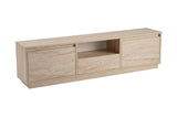 TV Meubels - TV Meubel Japandi Travertin Melamine - drie kastjes - 160x42x29,5 cm - Flare - Dimehouse