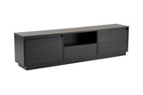 TV Meubels - TV Meubel Zwart Melamine - drie kastjes - 160x42x29,5 cm - Flare - Dimehouse