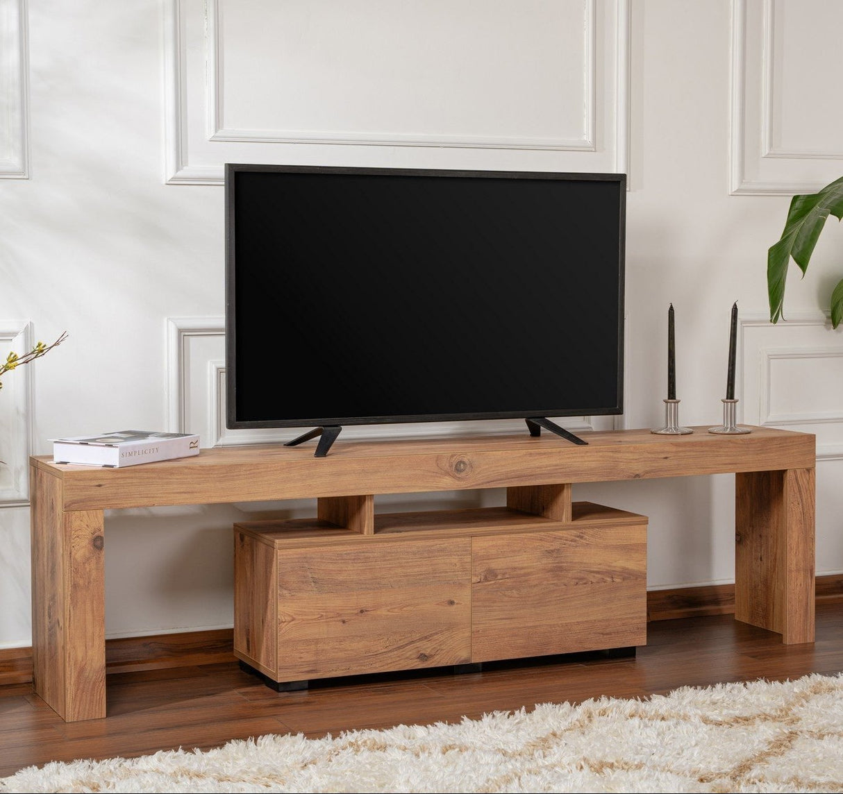 TV Meubels - TV Meubel Naturel Melamine Vertex 50x180x31,3 cm - Dimehouse