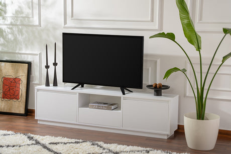 TV Meubels - TV Meubel Vanguard Naturel Wit Melamine 160x42x29,5 cm - Dimehouse