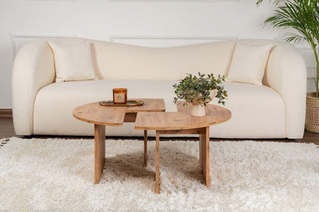 Salontafels - Ronde Salontafel Moari Atlantisch Dennenhout Melamine 90 cm - Dimehouse