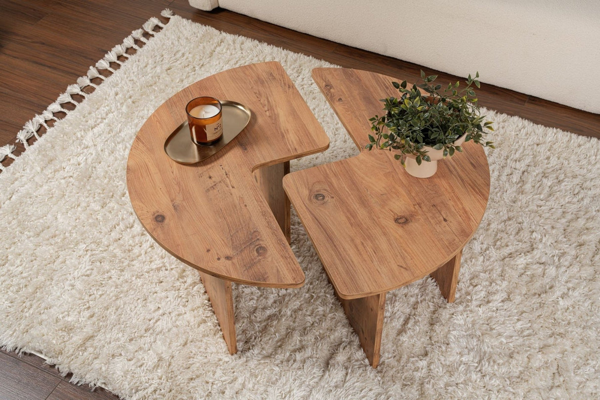 Salontafels - Ronde Salontafel Moari Atlantisch Dennenhout Melamine 90 cm - Dimehouse