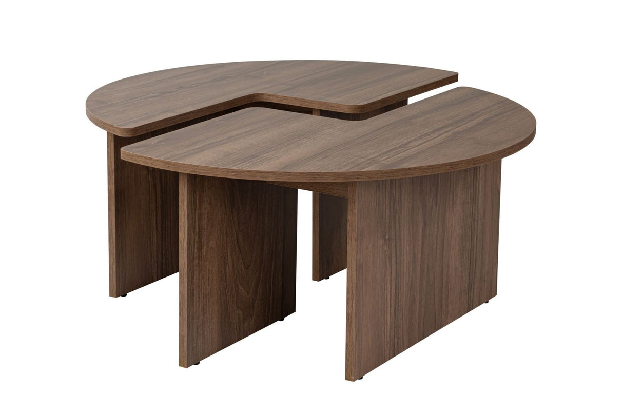 Salontafels - Ronde Salontafel Moari Walnoot Melamine 90 cm - Dimehouse