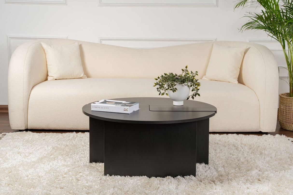 Salontafels - Ronde Salontafel Moari Zwart Melamine 90 cm - Dimehouse