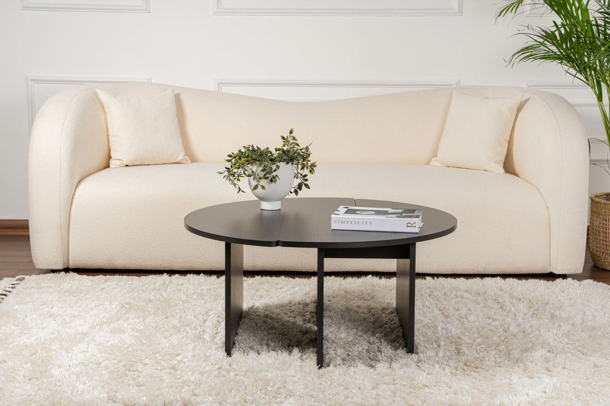 Salontafels - Ronde Salontafel Moari Zwart Melamine 90 cm - Dimehouse