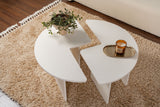 Salontafels - Ronde Salontafel Moari Houtlook Wit Melamine 90 cm - Dimehouse