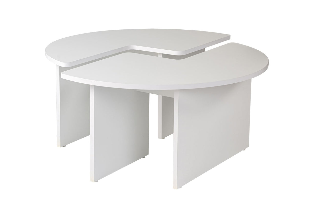Salontafels - Ronde Salontafel Moari Wit Melamine 90 cm - Dimehouse