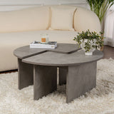 Salontafels - Ronde Salontafel Moari Beton Look Grijs Melamine 90 cm - Dimehouse