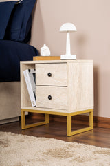 Nachtkastjes - Nachtkastje Beige Melamine Pulsar - Gouden Frame - Dimehouse