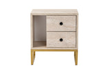 Nachtkastjes - Nachtkastje Beige Melamine Pulsar - Gouden Frame - Dimehouse