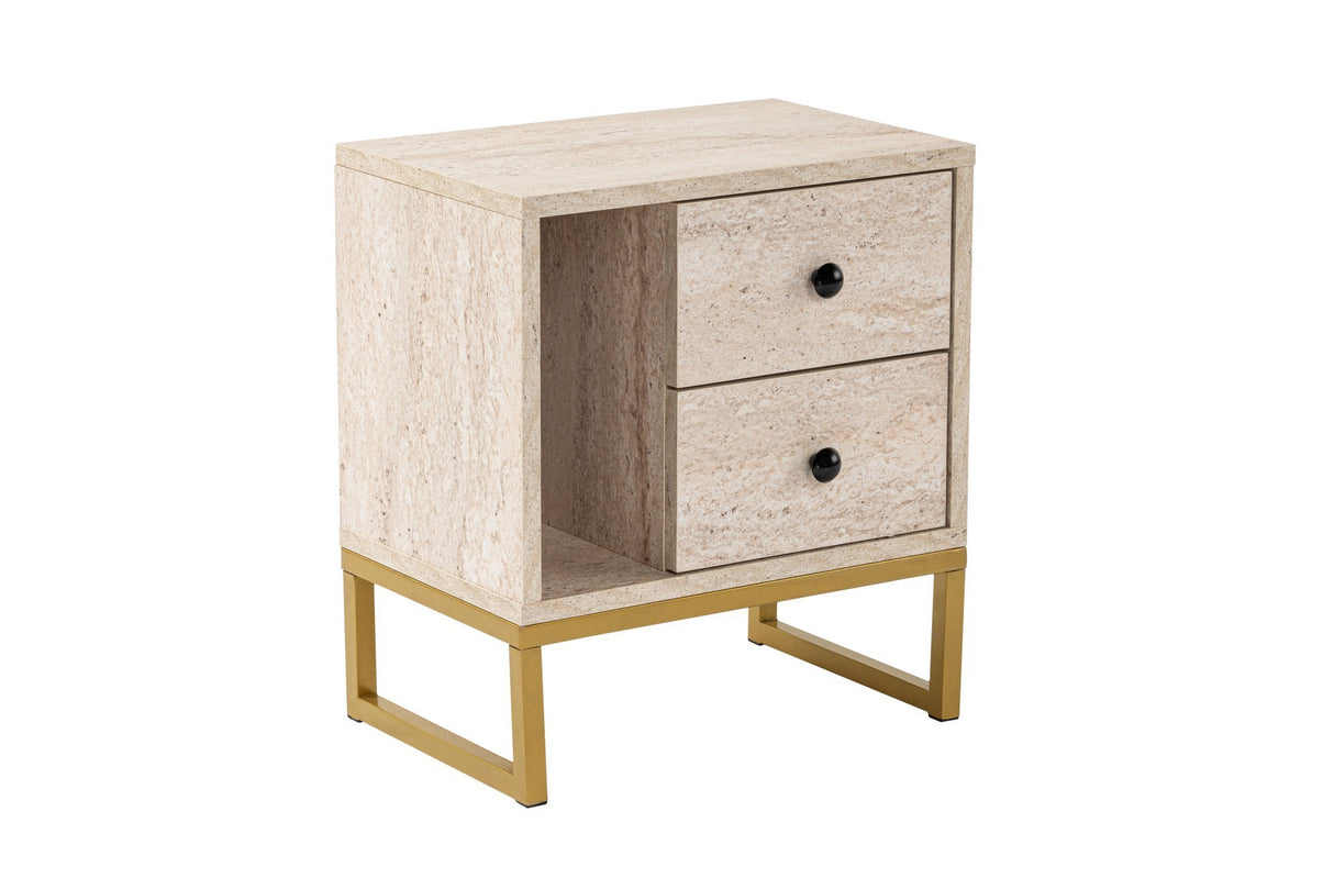 Nachtkastjes - Nachtkastje Beige Melamine Pulsar - Gouden Frame - Dimehouse