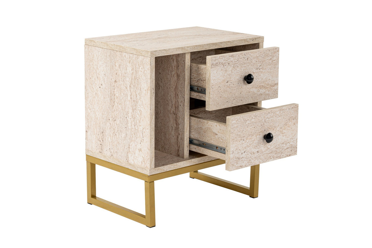 Nachtkastjes - Nachtkastje Beige Melamine Pulsar - Gouden Frame - Dimehouse