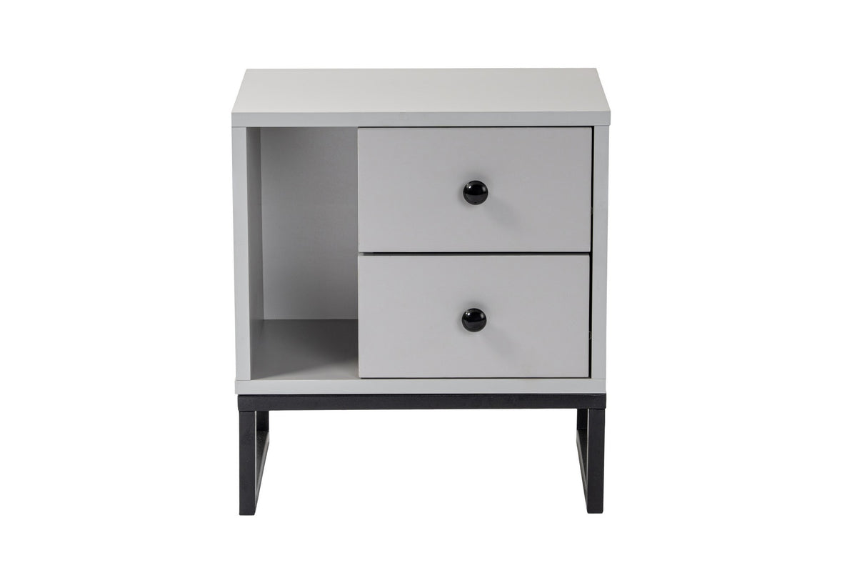 Nachtkastjes - Nachtkastje Grijs Melamine Pulsar - Zwart Frame - Dimehouse