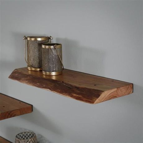 Wandregal Durris DH Interior Akazie LxBxH 63x22x7 Akazienholz Stimmungsvolles Foto diagonale Vorderansicht
